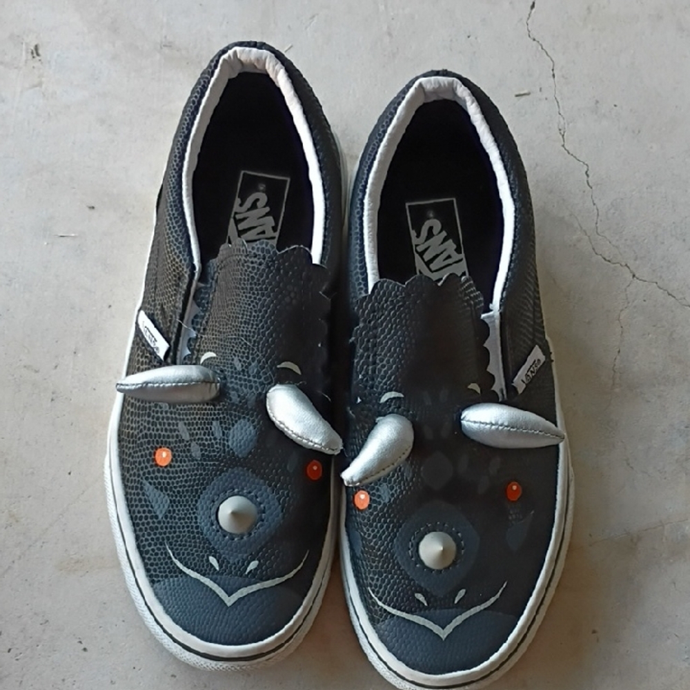 Vans Kids Black Triceratops Slip-On Sneakers with Silver Horns